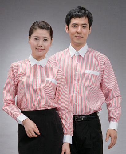 Y-49 긴팔 적줄지 백색카라