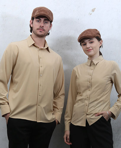 Y-697 베이지 긴팔 셔츠(남여공용)