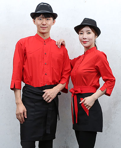 Y-721 레드 차이나카라 칠부 셔츠