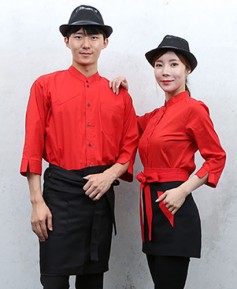 Y-721 레드 차이나카라 칠부 셔츠