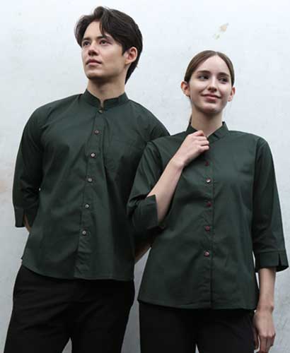 Y-723  NEW수박색 차이나카라 칠부 셔츠---남여공용