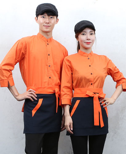 Y-724 오렌지 차이나카라 칠부 셔츠