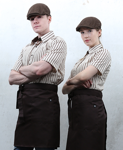 Y-738 반팔 브라운 줄지 셔츠