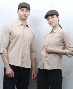 Y-719 NEW  베이지 카라 칠부 셔츠