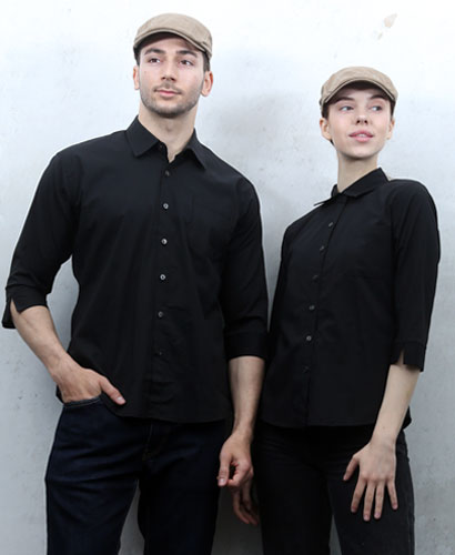 Y-710 NEW 검정 카라 칠부셔츠ㅡㅡ (남여공용사이즈)