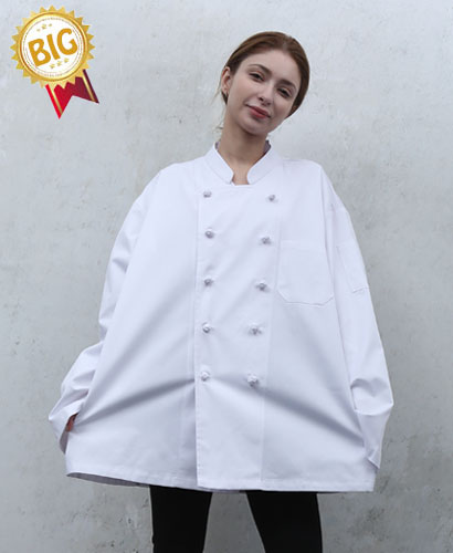 KO-178-1 화이트 매듭 조리복ㅡㅡㅡㅡ빅사이즈 ((긴팔))