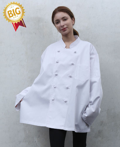 KO-178-1 화이트 매듭 조리복ㅡㅡㅡㅡ빅사이즈 ((긴팔))