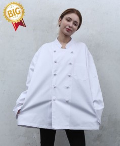 KO-178-1 화이트 매듭 조리복ㅡㅡㅡㅡ빅사이즈 ((긴팔))